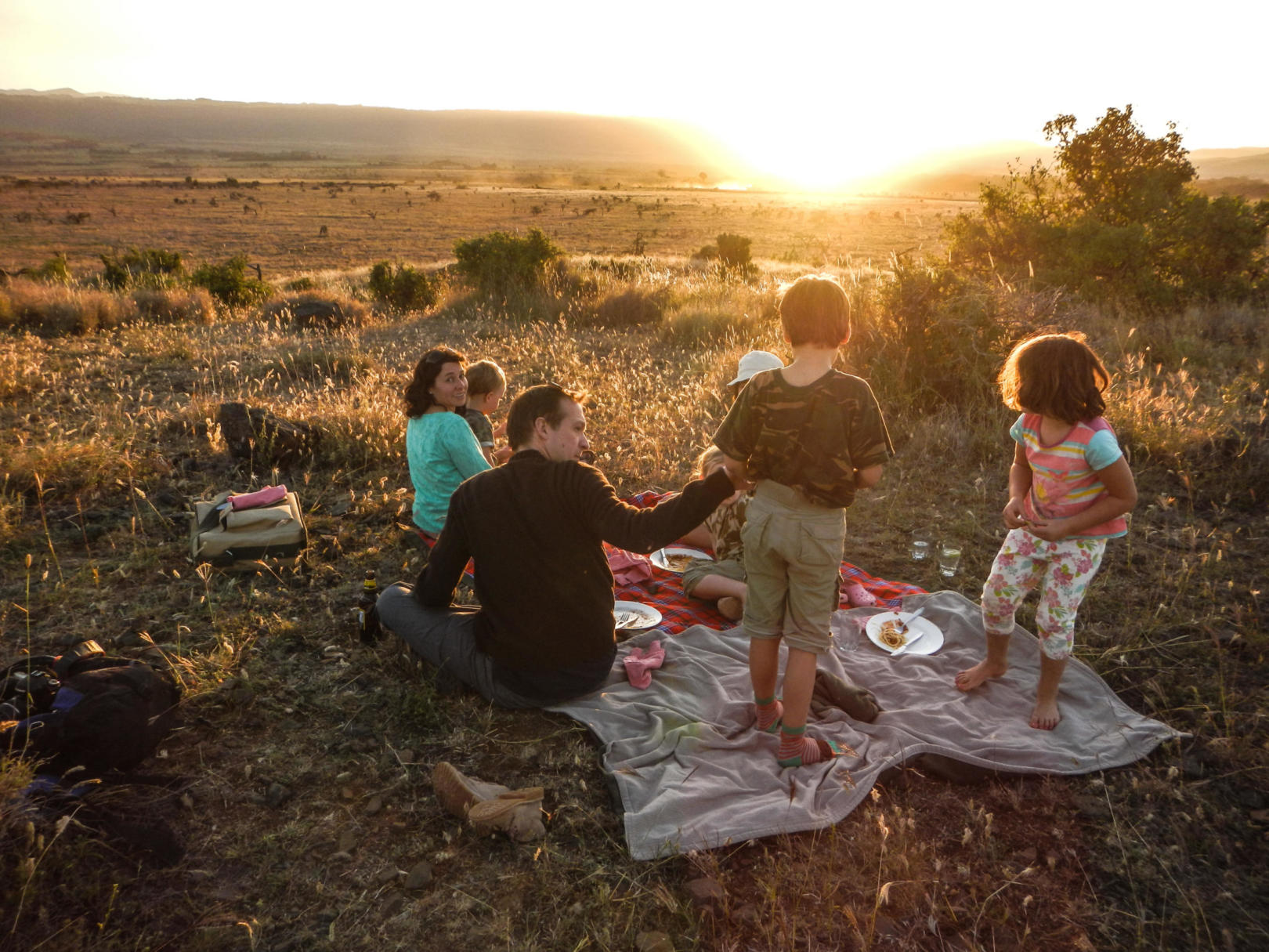 A kids picnic on safari